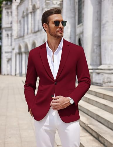 Image of COOFANDY Men's Casual Knit Blazer Two Button Lightweight Sport Coats Suit Jacket