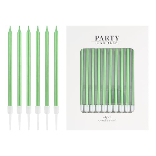 Velas de cumpleaños verdes,24 velas largas de fiesta para,vela decoraciones de pastel para mujeres y hombres,verdes vela de para decoración de fiesta de cumpleaños,boda,Día de San Valentín