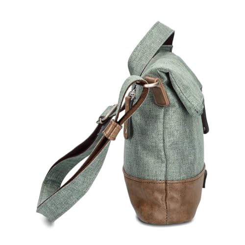Damen Handtasche Olli OT6 erweiterbare Umhängetasche 2/4 Liter Crossbody Bag wasserabweisend robust strapazierfähig Canvas-Stil Vintage-Look (rock)