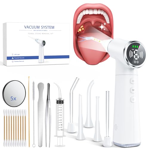 Electric Tonsil Stone Remover, 6 Suction Modes, 6-in-1 Probes & Ultra-Bright LED, Tonsil Stone...