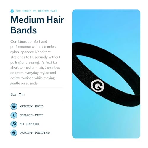 Gimme Beauty Medium Hair Bands Seamless Nylon - Low Profile Hair Accessory - Snag Free Tie for Firm, Lasting Hold - Soft, Non-Slip Ponytail Holder for Women - Cool Colors, 12-Pack - Thumbnail 2