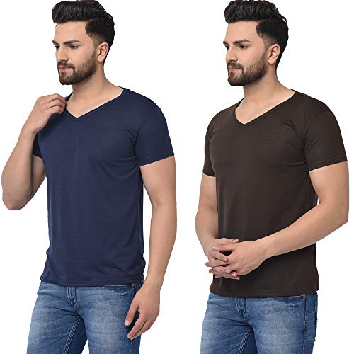 Image of JANGOBOY Men's V-Neck Cotton T-Shirt (Pack of 2)