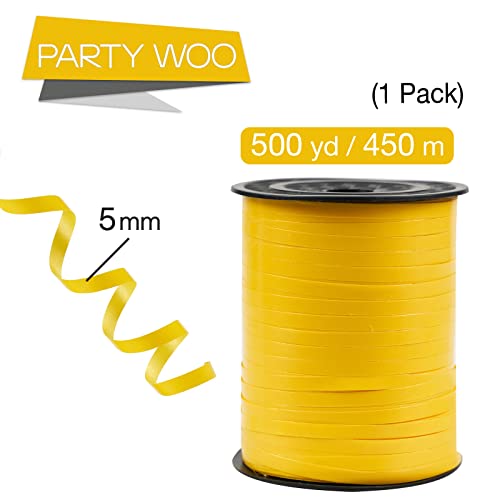 Image of PartyWoo Yellow Ribbon - 500 Yard Curling Ribbon for Crafts, Balloon String, Gift Wrapping, Florist Flowers (1 Roll)
