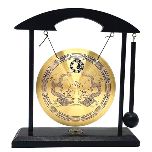 xiulin Chinese Desktop gong Fengshui Mini Table top gong Attached Mallet Chan Sect Musical...