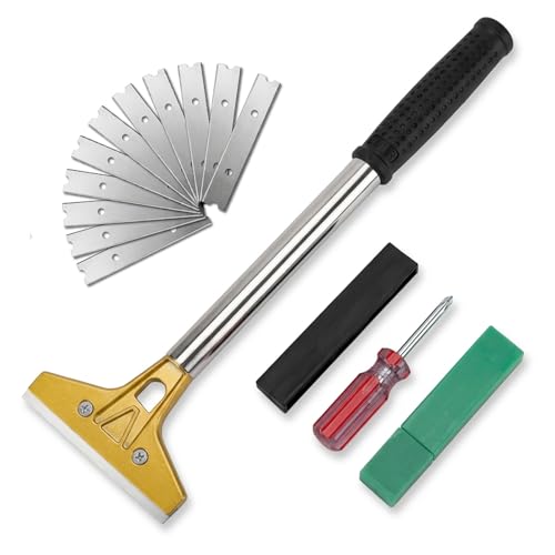 Gokemuak Tapetenentferner Set mit 10 Ersatzklingen & Schraubendreher 4 Profi Tapetenentferner mit Anti-Rutsch Gummigriff Robuster Farbschaber für Bodenfliesen Kleber Farbe & Glas