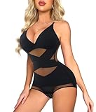 Irisnaya Shaping Bodysuit Shapewear Women Tummy Control Waist Trainer Full Body Shaper Under Dress V Neck Bra Jumpsuit Top (3X-Large, Black)