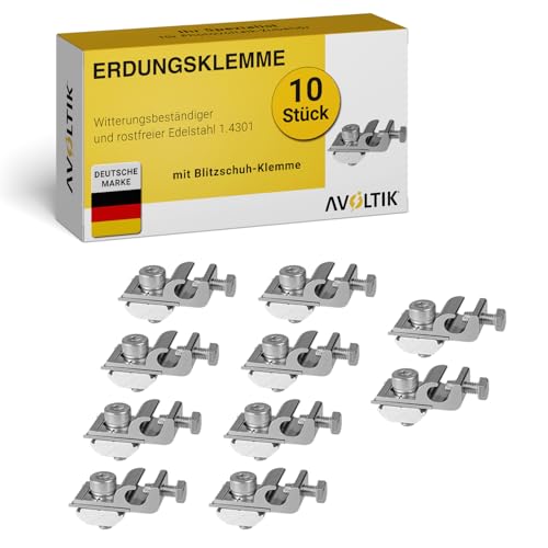 Avoltik Erdungsklemme für PV Module 10 Stück I Solar Panel Klemmen aus robustem & hochwertigem Aluminium I rostfreie & langlebige PV Erdungsklemme I praktisches Solar Zubehör mit Blitzschutz Klemme