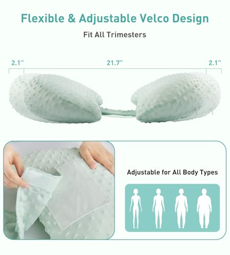 Image of Pregnancy Pillow Cooling for Sleeping, Detachable and Adjustable Double-Sided Support Maternity Pillow Skin-Friendly for Pregnant Women Back, HIPS, Legs(30Slope Design Verified by Expectant Mothers)