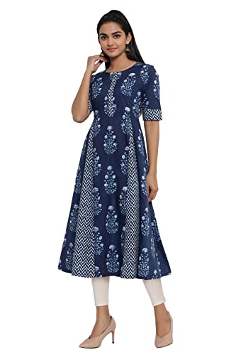 Image of COTLAND Fashions Jaipuri Cotton A-Line Anarkali /Flared Printed Kurti for Women