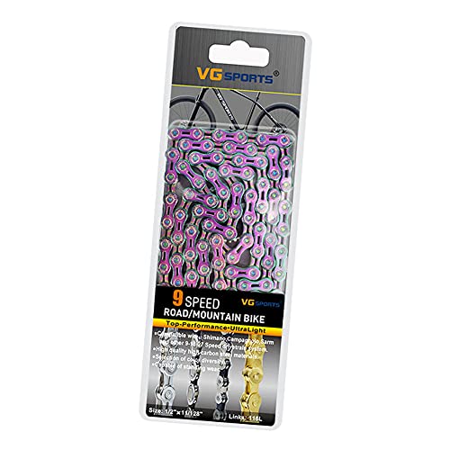 Iriisy Cadena Bicicleta 9 Velocidades, 116 Eslabones, Cadenas para Bicicletas Duradera Ideal para Bicicletas de Carretera o Montaña, Multi-función Bicicleta mecánico reparación Accesorios (Colorido)