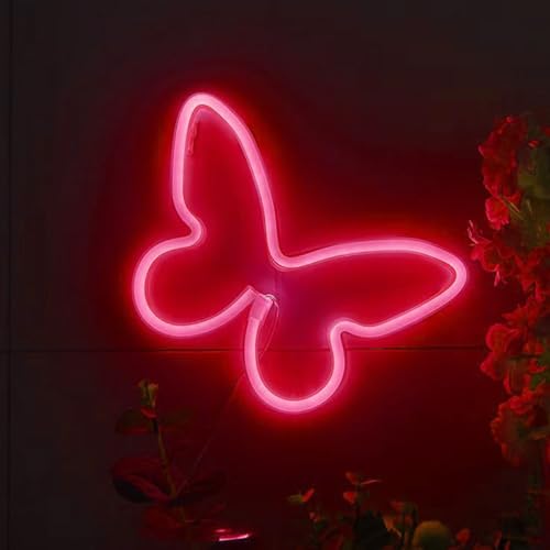 Image of 1 Pcs Butterfly Neon Signs,USB or 3-AA Battery Powered Neon Light or Party, Birthday, Wedding, Bedroom Wall Bar, Bedroom, Indoor