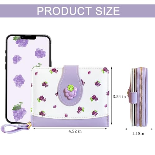 Image of Sunwel Fashion Girls Cutest Prints Wallet Card Slots Small Wallet with Zipper Coin Pouch Wallet for Women