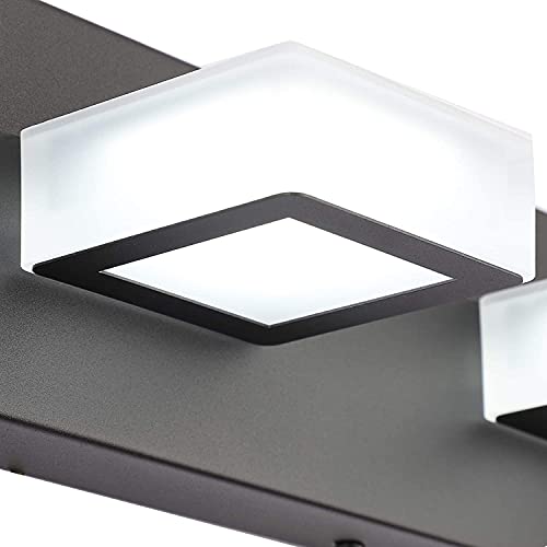 Ralbay 6 Lights LED Modern Dimmable Matte Black Vanity Light Acrylic Modern Vanity Wall Light Over Mirror Dimmable Bathroom Vanity Lighting Fixtures 6000K Cool White Light