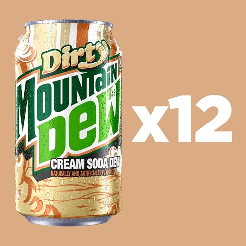 Image of Mountain Dew Soda Pop, Dirty Mountain Dew, Cream Soda Dew, 12 fl oz Cans, (12 Pack)