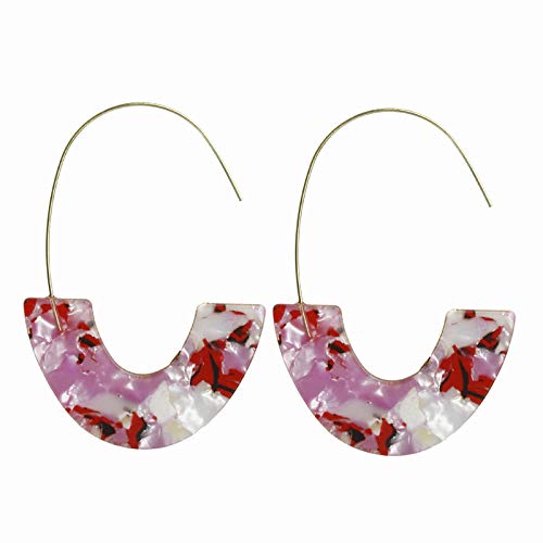 Boucles d'oreilles automne acrylique multicolore suspendues à motif léopard - 4