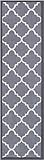Non-Skid Slip Rubber Back Antibacterial 2x7 ( 2' x 7' Runner ) Rug Dallas Moroccan Trellis Grey Modern Geometric Lattice Thin Low Pile Machine Washable Indoor Outdoor Kitchen Entry