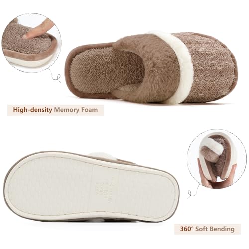 Image of GOEWY Cozy Slippers for Women Indoor and Outdoor Fuzzy House Shoes with Memory Foam Anti-Skid Sole Gifts for Women Mom Ladies