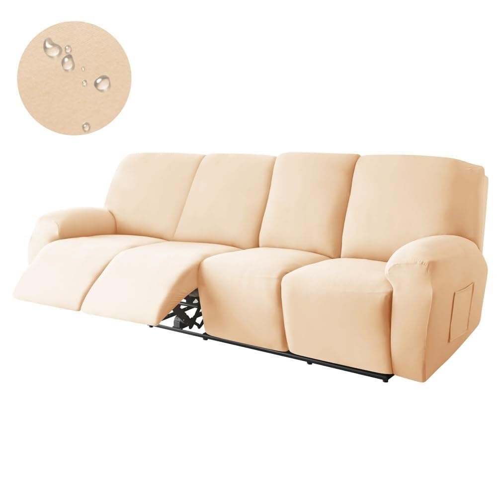 Funda elástica Impermeable para sillón reclinable, Color Liso, Antideslizante, con Bolsillo Lateral, Lavable, Protector de Muebles para Silla.