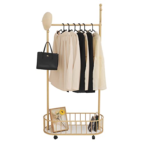 Cre Cra Portant à Vêtement avec roulettes,Portant Vetement Professionnel,Porte Manteau métal,Mini Porte Vêtements,Porte-Manteau étagère pour Chaussures...