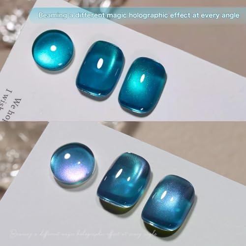 Image of THR3E STROKES Cat Eye Gel Nail Polish Set for Pink Brown Glitter Holographic Cat Eye, Salon Gel Manicure and Nail Art DIY at Home, Bright Moonlight (NEBULA)