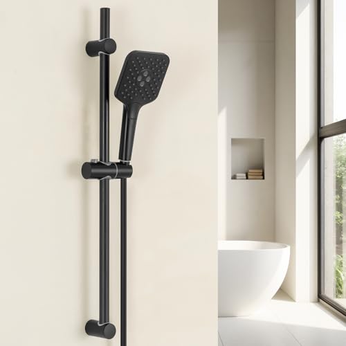 Auralum Barre de Douche avec Pomme de Douche, Système de Douche avec Barre en Acier Inoxydable 70 cm, Douchette (3 Types de Jets), Flexible PVC 150 cm et...