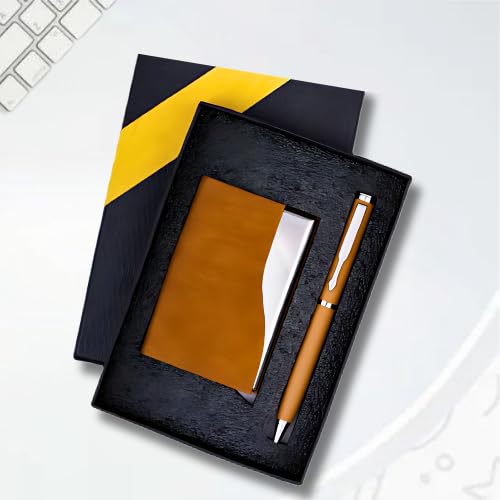 Image of 2 in 1 Pen and Card Holder Set for Men | Gift for Husband, Birthday Gifts, Corporate Gift Set for Employee (Tan)