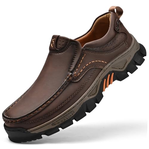 Men's Slip-On Loafers Comfortable Leather Casual Walking Shoes for Work Office Dress Outdoor