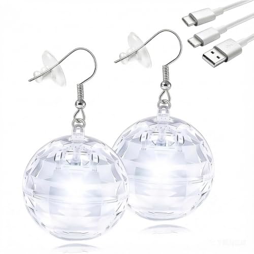 Image of Light Up LED Earrings for Women - USB Rechargeable, Changing Flashing Ear Jewelry, Disco Party Rave Festival Dangling Earrings (white)