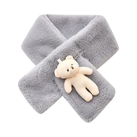 Kids Boys Girls Winter Cute Cartoon Bear Plush Scarf Warm Scarf Children Neck Warmer Plush Scarfs (Grey-a) Cover