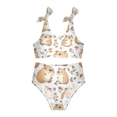 Capybara Pig Animal Maple Girls Tankini Swimsuit Kids Bikini Sets 2 Pcs Bathing Suit 3T3