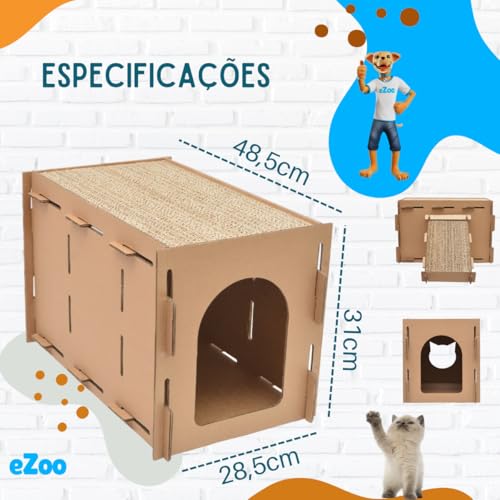 Arranhador Toca Petliz com Duas Rampas Brinquedo para Gatos de Pepelão Ondulado Antiestresse Pet Afi