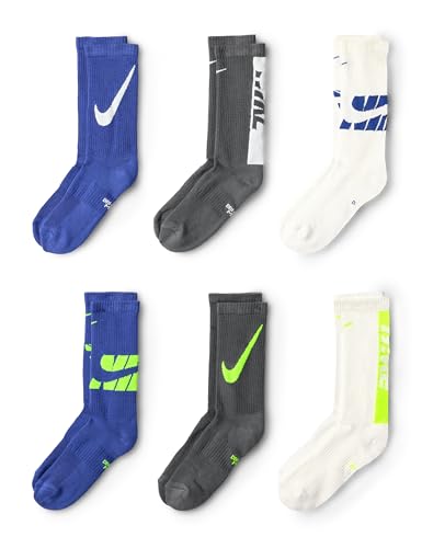 Image of Nike Unisex Kids' Everyday Cushioned Crew Socks (6-Pack) | Boys and Girls