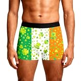 Boxer o slip para hombre casual con estampado elegante de pajarita en colores de San Patricio - Calzoncillos de hombre de algodón para fiesta irlandesa, regalo temático, Verde99, M