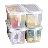 MineDecor Plastic Storage Containers Square Food Storage Organizer Stackable Refrigerator Organizer...