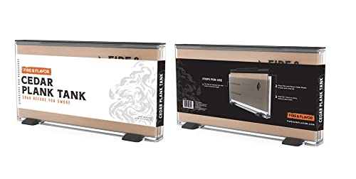 Fire & Flavor Cedar Plank Tank - Spill-Proof Tank Holds Up to 2 Cedar Planks for Grilling Salmon and Other Dishes - Clear Tank With Fill Lines for Soaking Wood Planks - 11.5"L x 6.25"H x 1.75"W