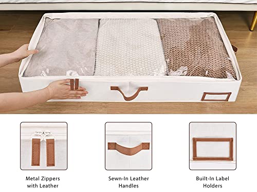 Storageworks Underbed Storage Box, Under Bed Clothes Organizer With Sturdy Structure And Ultra Thick Fabric, Ivory White, Large, 2 Pack, 33" L X 17" W X 5 ¾" H #TOP6