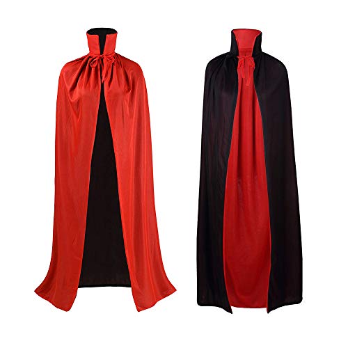 Flyglobal Halloween Vampire Cloak Red and Black Cape Dracula Costume Adult Witches Cape Fancy Dress for Men and Women, 140CM