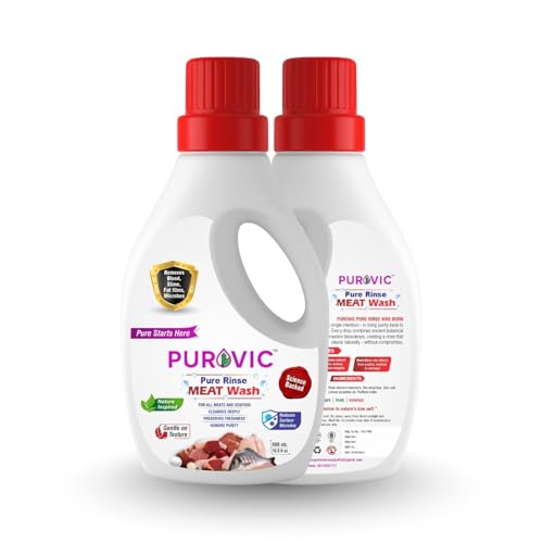 Image of Pure Rinse Fruit & Vegetable Wash + Meat Wash Combo (500ml Each) | Nature-Inspired Formula | Removes Dirt, Wax, Pesticides & Germs | Safe for Daily Kitchen Use