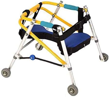 Caminador ligero plegable de cuatro ruedas con asiento acolchado para niños pequeños, niños, adolescentes con necesidades especiales, parálisis