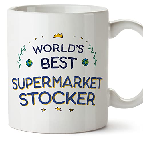 MUGFFINS Tazas para REPONEDORA DE SUPERMERCADO - En Inglés - World's Best - 11 oz / 330 ml - Regalo original y divertido