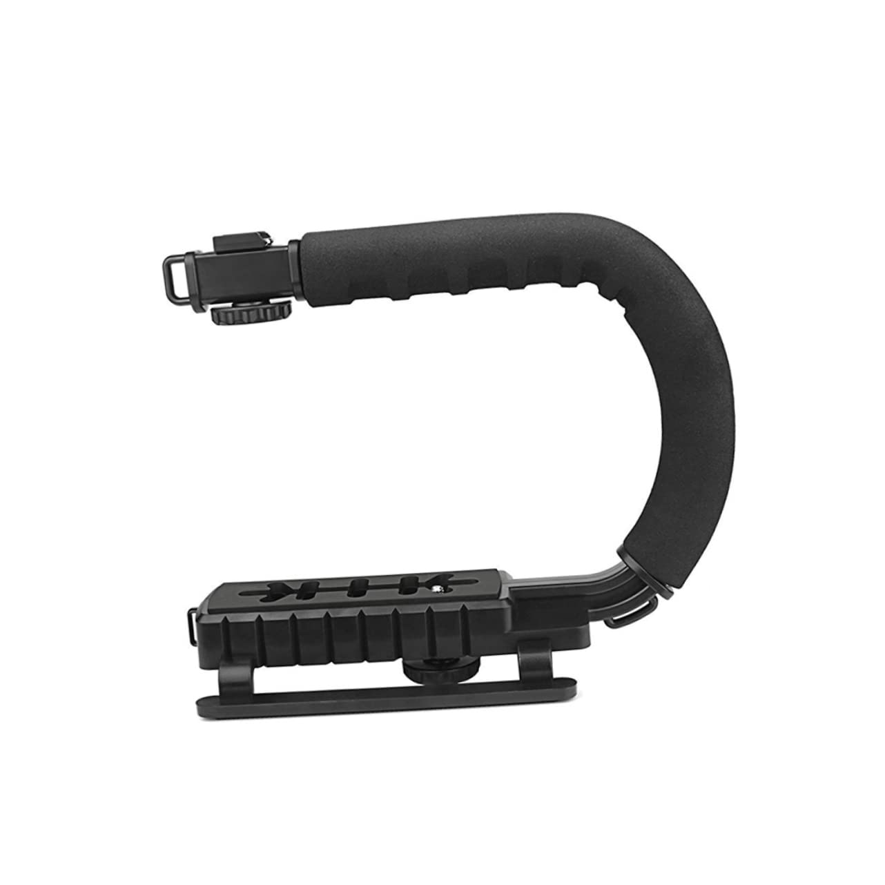 Three Hot Shoe Camera Stabilizer Grip with Handle ABS Black