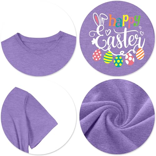 Image of Women Happy Easter T Shirt Bunny Rabbit Graphic T-Shirt Funny Letter Printed Shirts Short Sleeve Tops