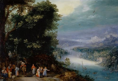Tableau vallée fluviale boisée Brueghel pour transformer un mur blanc vide