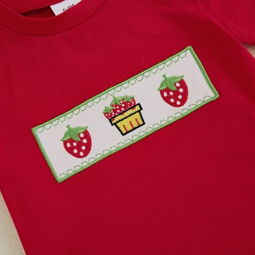Image of Bonangber Toddler Baby Boy Summer Clothes Fruits Embroidery Short Sleeve T Shirt Plaid Shorts Sets Cute Boys Summer Outfits