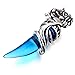Men's Stainless Steel Pendant Necklace Crystal Silver Blue Wolf Tooth Tribal-with 23 Inch Chain