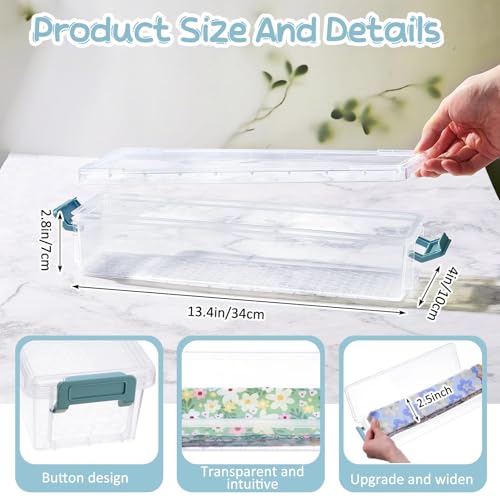 Image of Tioncy 4 Pcs 13 x 4 x 3 in Fabric Strip Case Jelly Cotton Fabric Patchwork Roll Storage Case Bulletin Board Border Bolt Storage Sewing Cloth Box for Cloth Strips Art Craft Organizer (Blue)