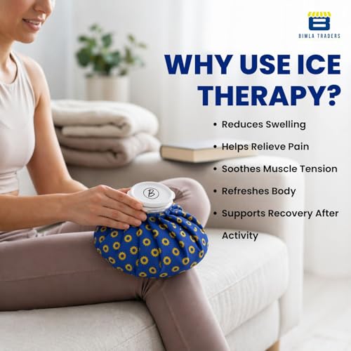 Image of Btag Hot & Cold Ice Bag for Pain Relief (11 Inch) |Reusable Cold Therapy for First Aid Sports Injury, Shoulder, Swelling |Leakproof & Durable Leakproof Fabric Headache, Muscle Pain(Blue Yellow Flower)