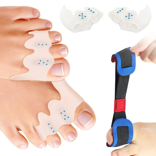 3 Piezas Separador de Dedos Del Pie, Corrector de Juanetes Silicona, Juanetes Corrector Mujer y Hombre, Con Banda de Entrenamiento para el Pulgar, Reutilizable