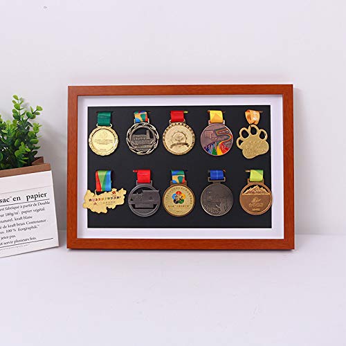 J&X medaillenhouder, race bib medaillen-display vitrine met houten frame, medaillenframe voor of loopmedaille… - Image 3