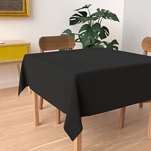 Soleil d'Ocre Nappe Anti-tâches carrée 180x180 cm Alix Noir, Polyester, 180 X 180 cm